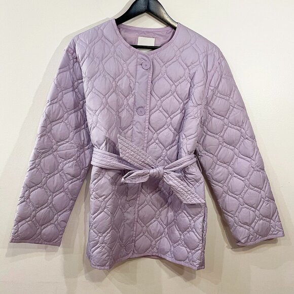 Last Chance! New Sandro Rayja Belted Quilted Jacket Lavender 36, S $520 - Picture 3 of 8